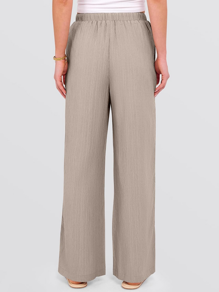 ANRABESS Womens Casual Wide Leg Pants Elastic Waist Drawstring Lightweight Flowy Beach Palazzo Pants with Pockets
