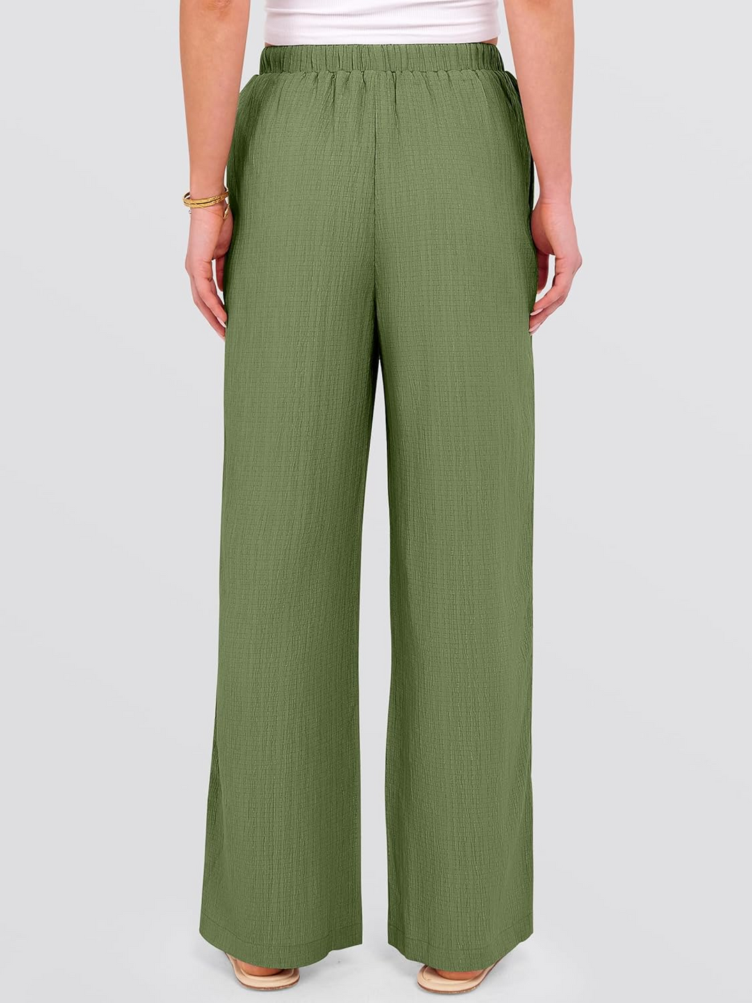 ANRABESS Womens Casual Wide Leg Pants Elastic Waist Drawstring Lightweight Flowy Beach Palazzo Pants with Pockets