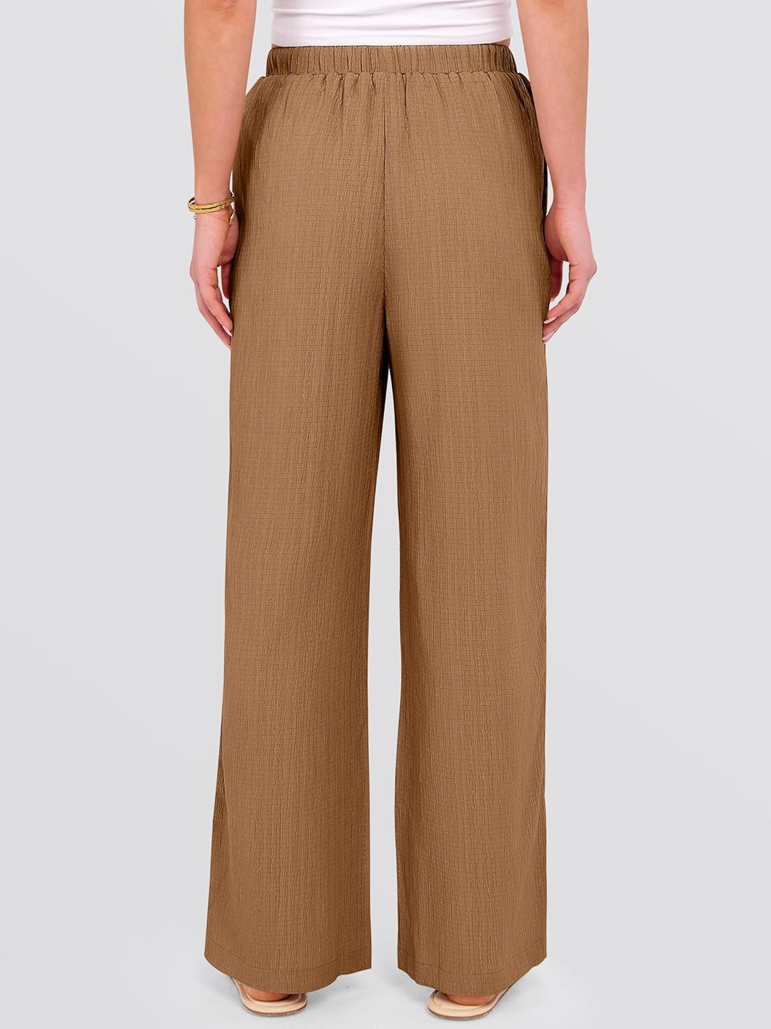 ANRABESS Womens Casual Wide Leg Pants Elastic Waist Drawstring Lightweight Flowy Beach Palazzo Pants with Pockets