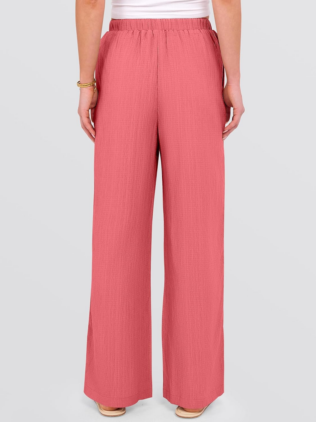 ANRABESS Womens Casual Wide Leg Pants Elastic Waist Drawstring Lightweight Flowy Beach Palazzo Pants with Pockets