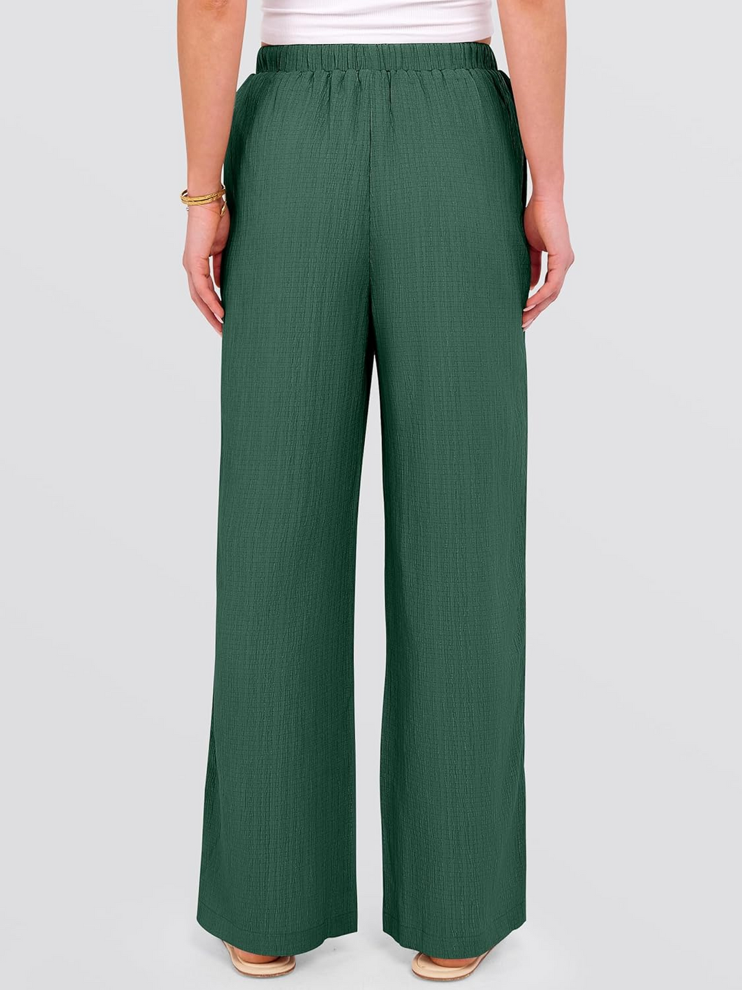 ANRABESS Womens Casual Wide Leg Pants Elastic Waist Drawstring Lightweight Flowy Beach Palazzo Pants with Pockets