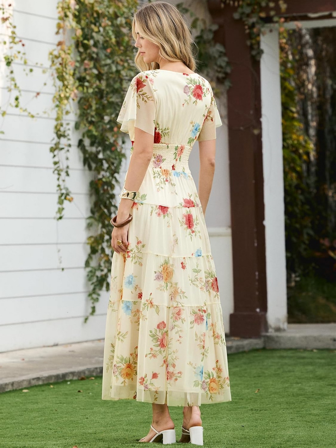 ANRABESS Women's Floral Short Sleeve Maxi Dress