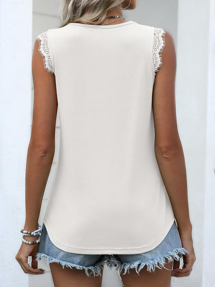 ANRABESS Women's Lace Trim Tank Top, V-Neck Sleeveless Cami