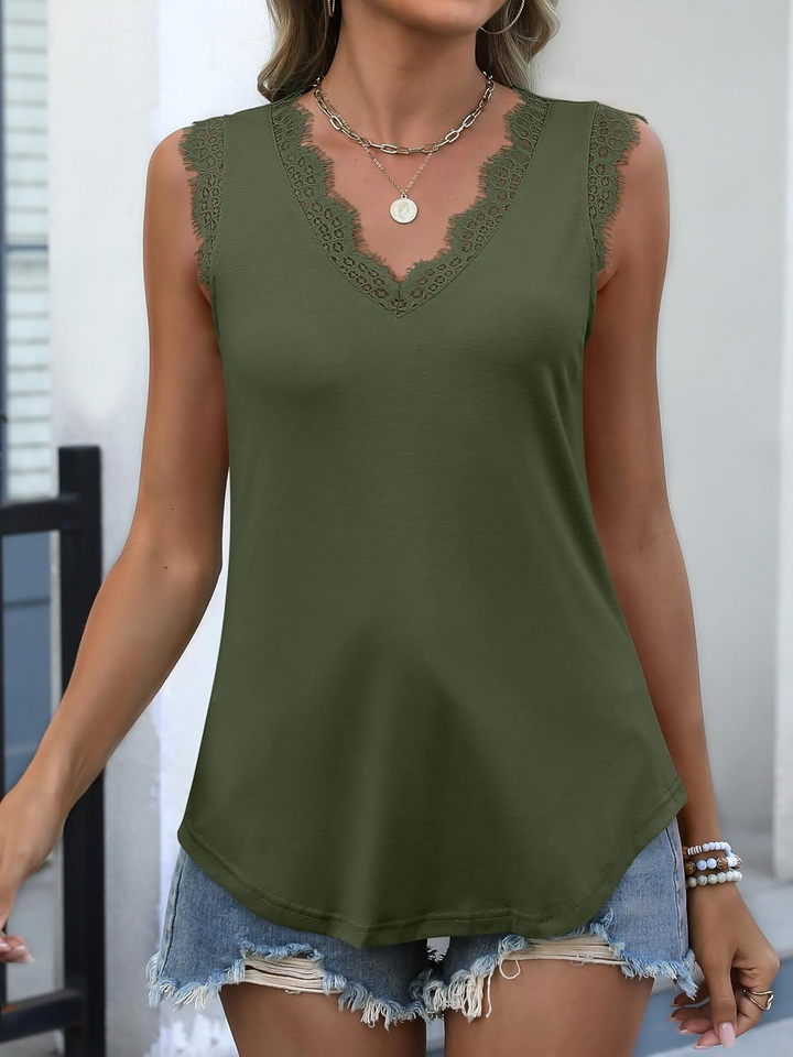 ANRABESS Women's Lace Trim Tank Top, V-Neck Sleeveless Cami