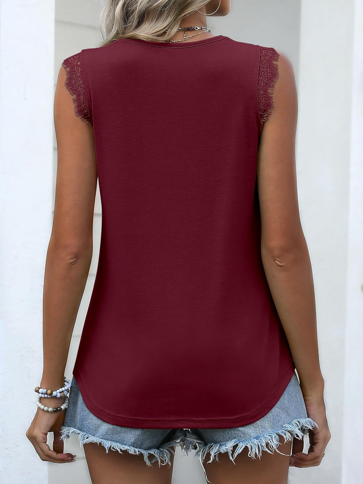 ANRABESS Women's Lace Trim Tank Top, V-Neck Sleeveless Cami