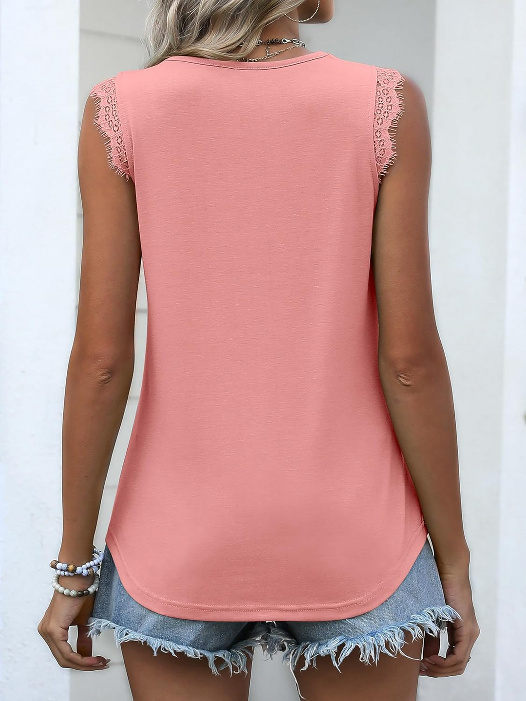 ANRABESS Women's Lace Trim Tank Top, V-Neck Sleeveless Cami