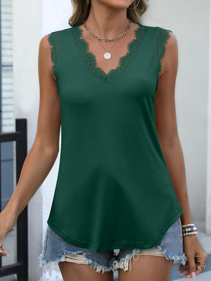 ANRABESS Women's Lace Trim Tank Top, V-Neck Sleeveless Cami
