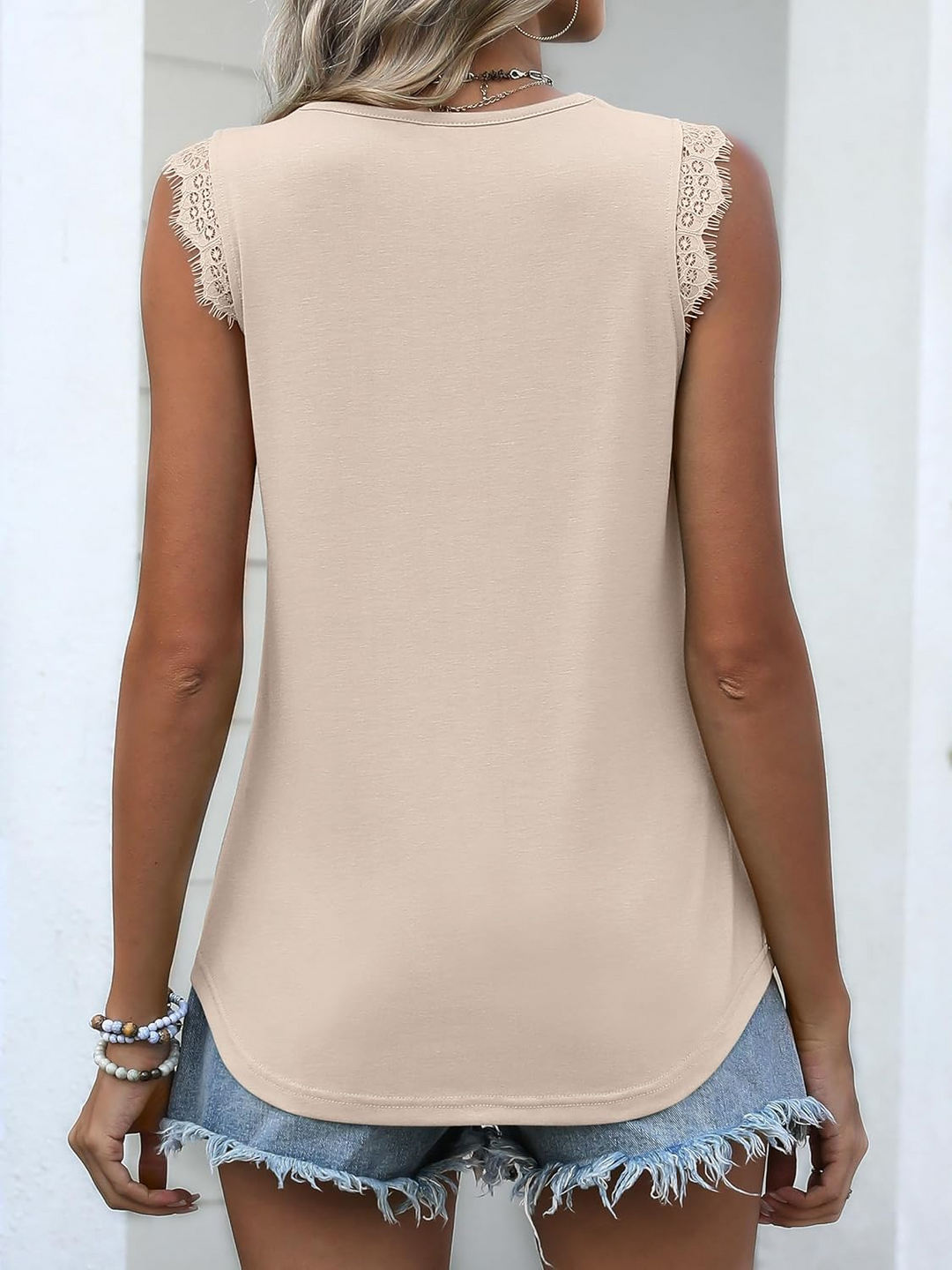 ANRABESS Women's Lace Trim Tank Top, V-Neck Sleeveless Cami