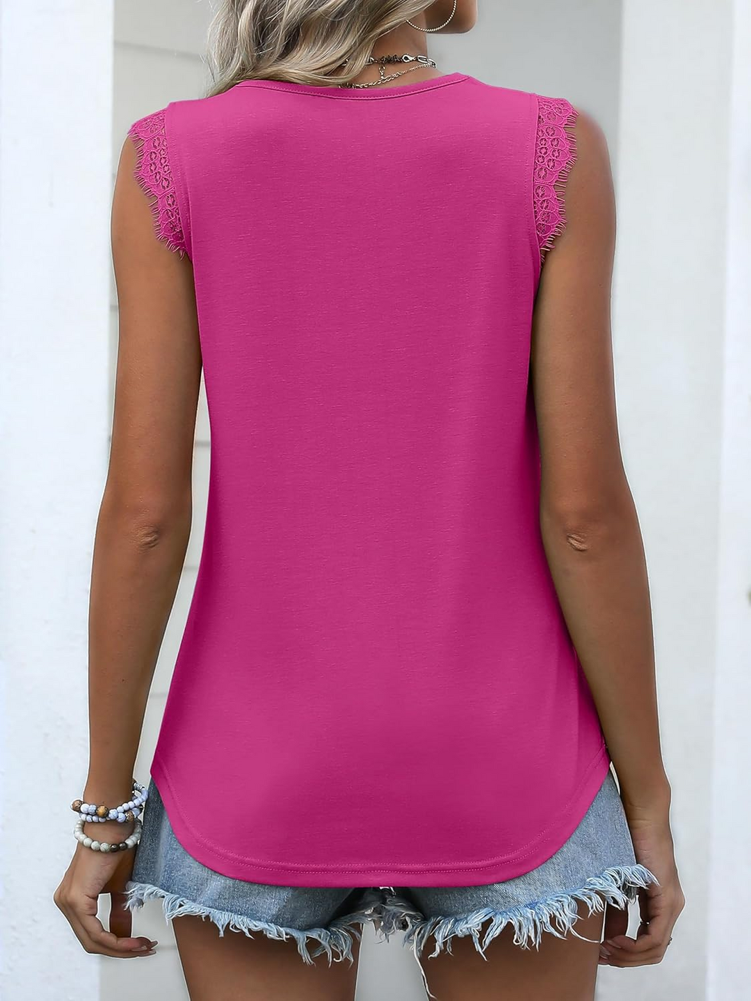 ANRABESS Women's Lace Trim Tank Top, V-Neck Sleeveless Cami