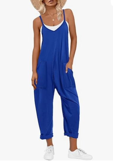 ANRABESS Womens Overalls Jumpsuit Sleeveless Spaghetti Strap Summer Casual Lightweight Loose Fit Baggy Pants with Pockets