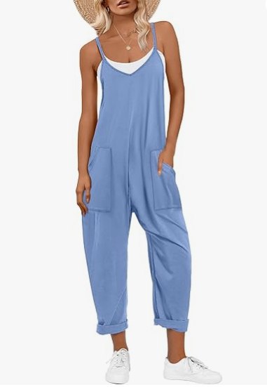 ANRABESS Womens Overalls Jumpsuit Sleeveless Spaghetti Strap Summer Casual Lightweight Loose Fit Baggy Pants with Pockets