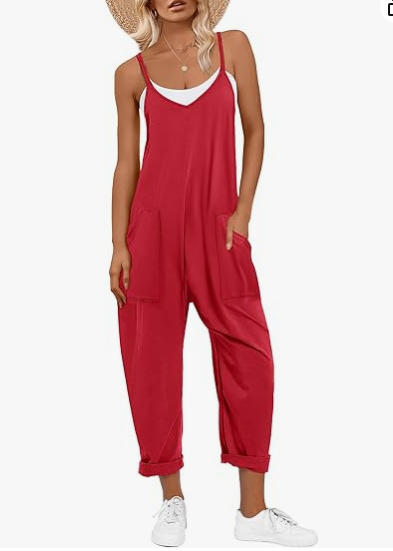 ANRABESS Womens Overalls Jumpsuit Sleeveless Spaghetti Strap Summer Casual Lightweight Loose Fit Baggy Pants with Pockets
