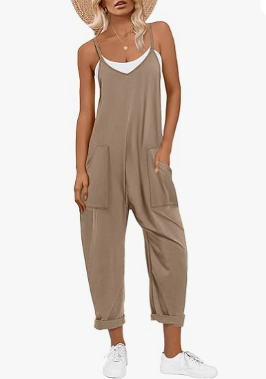 ANRABESS Womens Overalls Jumpsuit Sleeveless Spaghetti Strap Summer Casual Lightweight Loose Fit Baggy Pants with Pockets