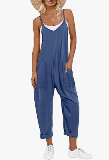 ANRABESS Womens Overalls Jumpsuit Sleeveless Spaghetti Strap Summer Casual Lightweight Loose Fit Baggy Pants with Pockets