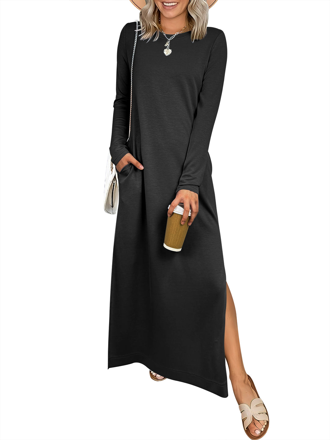 ANRABESS Women's Loose Split Flowy Maxi Dress