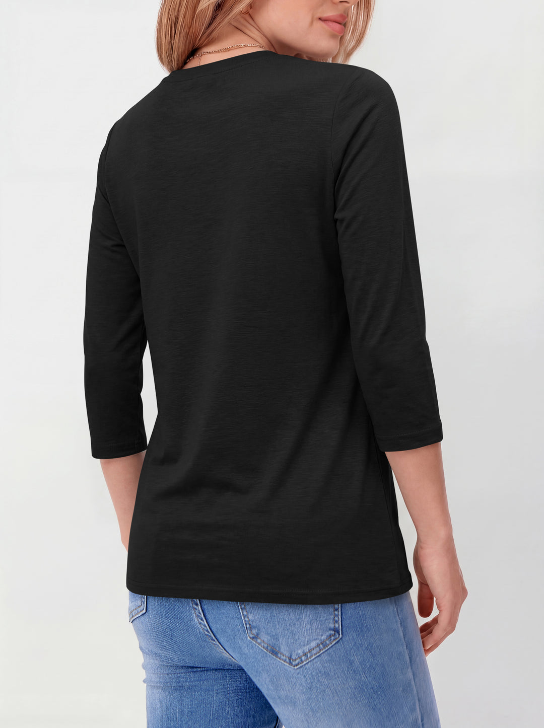 ANRABESS Womens 3/4 Sleeve Top，Wrinkle-Free Soft T-Shirts，Crew Neck Basic Tee，Casual Summer Spring Clothes ，Daily Work Travel