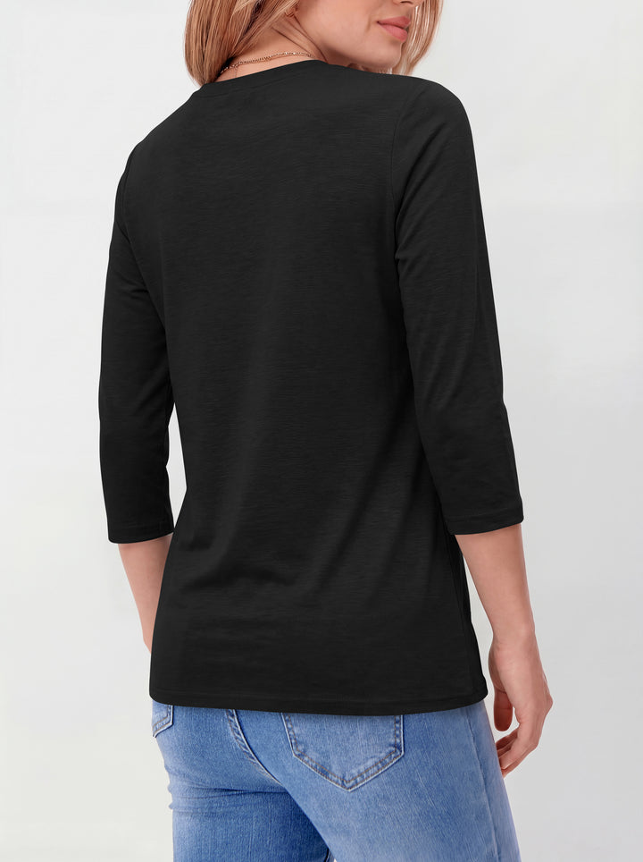 ANRABESS Womens 3/4 Sleeve Top，Wrinkle-Free Soft T-Shirts，Crew Neck Basic Tee，Casual Summer Spring Clothes ，Daily Work Travel