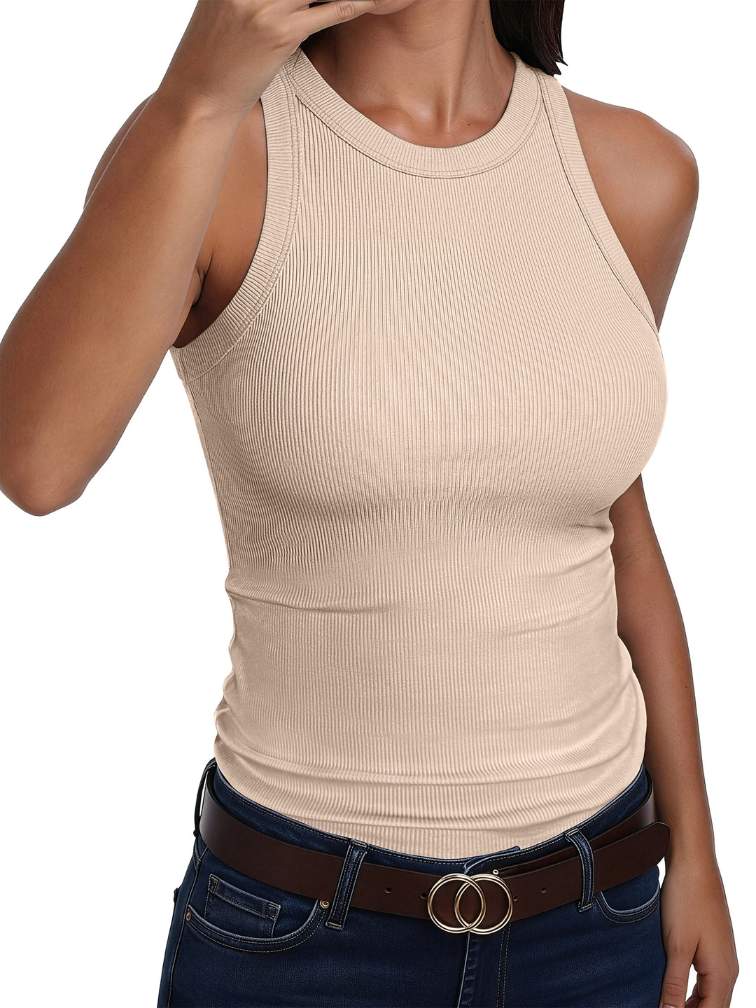 ANRABESS Women's Ribbed Racerback Tank Top