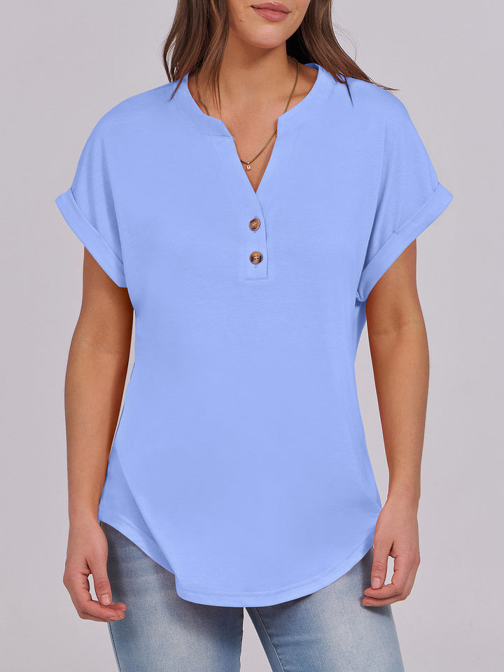 ANRABESS Womens Short Sleeve Henley Tops V Neck Dressy Casual Blouses Summer Trendy Tee Shirts 2026 Vacation Fashion Clothes
