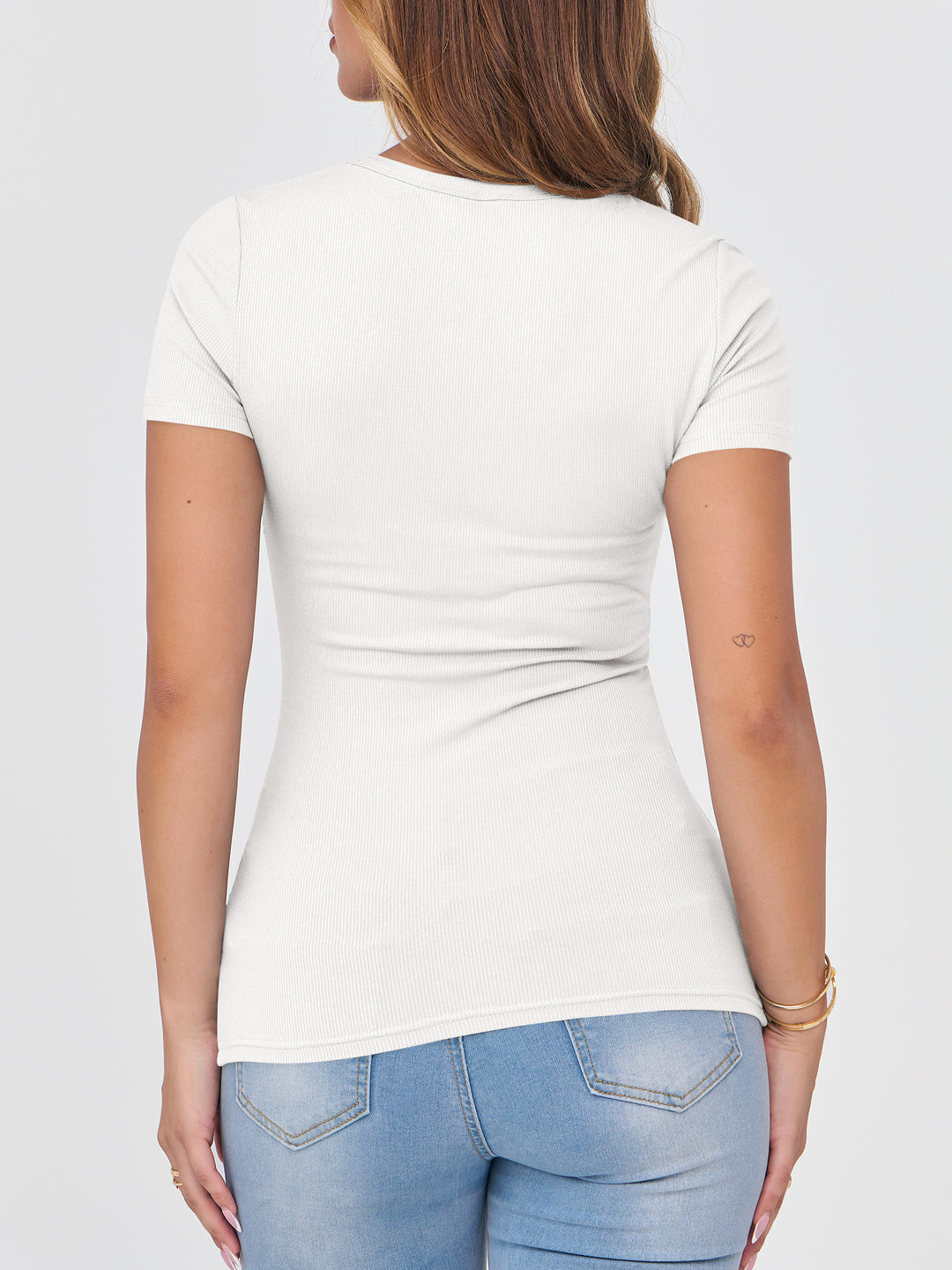 ANRABESS Womens Short Sleeve Tops Crewneck Ribbed Knit Slim Fit Basic Tee Casual Summer Fitted T Shirt