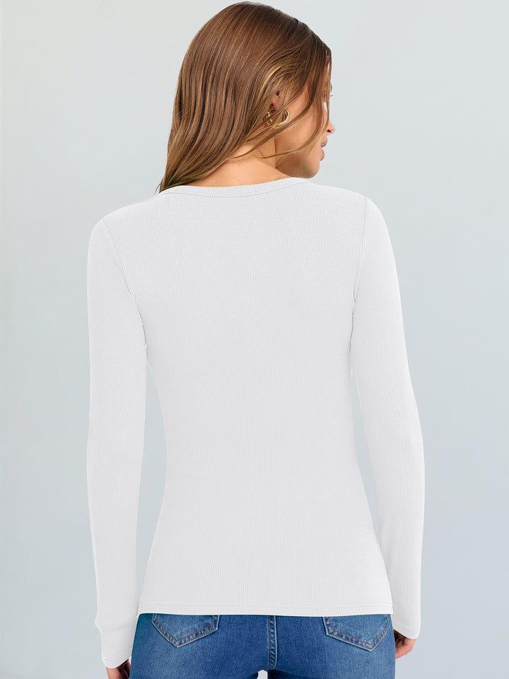 ANRABESS Long Sleeve Shirts for Women Soft Comfy Ribbed Knit Fitted T-Shirts Casual Trendy Y2K Basic Tops Fall Winter Underscrub Layering Clothes