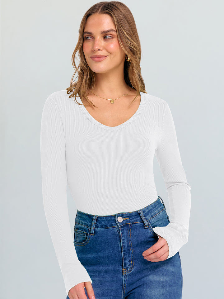 ANRABESS Long Sleeve Shirts for Women Soft Comfy Ribbed Knit Fitted T-Shirts Casual Trendy Y2K Basic Tops Fall Winter Underscrub Layering Clothes