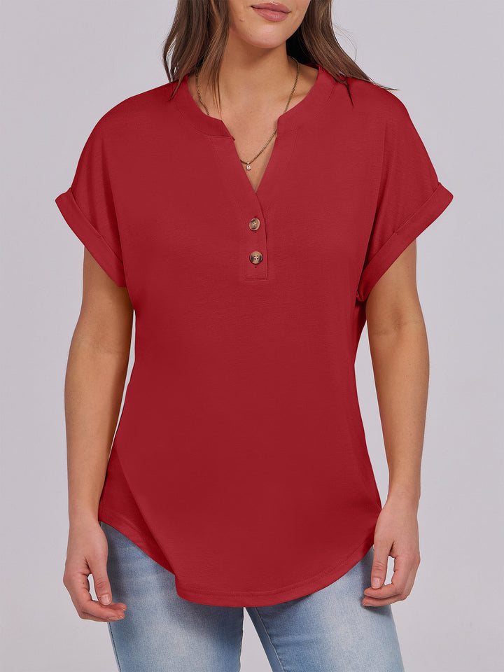 ANRABESS Womens Short Sleeve Henley Tops V Neck Dressy Casual Blouses Summer Trendy Tee Shirts 2026 Vacation Fashion Clothes