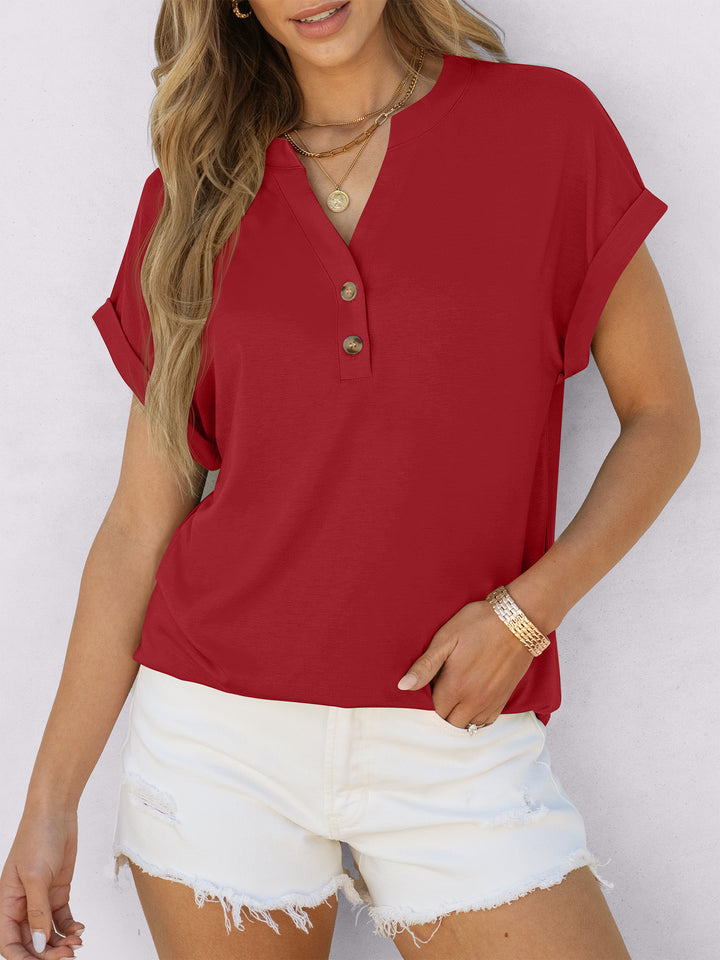 ANRABESS Womens Short Sleeve Henley Tops V Neck Dressy Casual Blouses Summer Trendy Tee Shirts 2026 Vacation Fashion Clothes