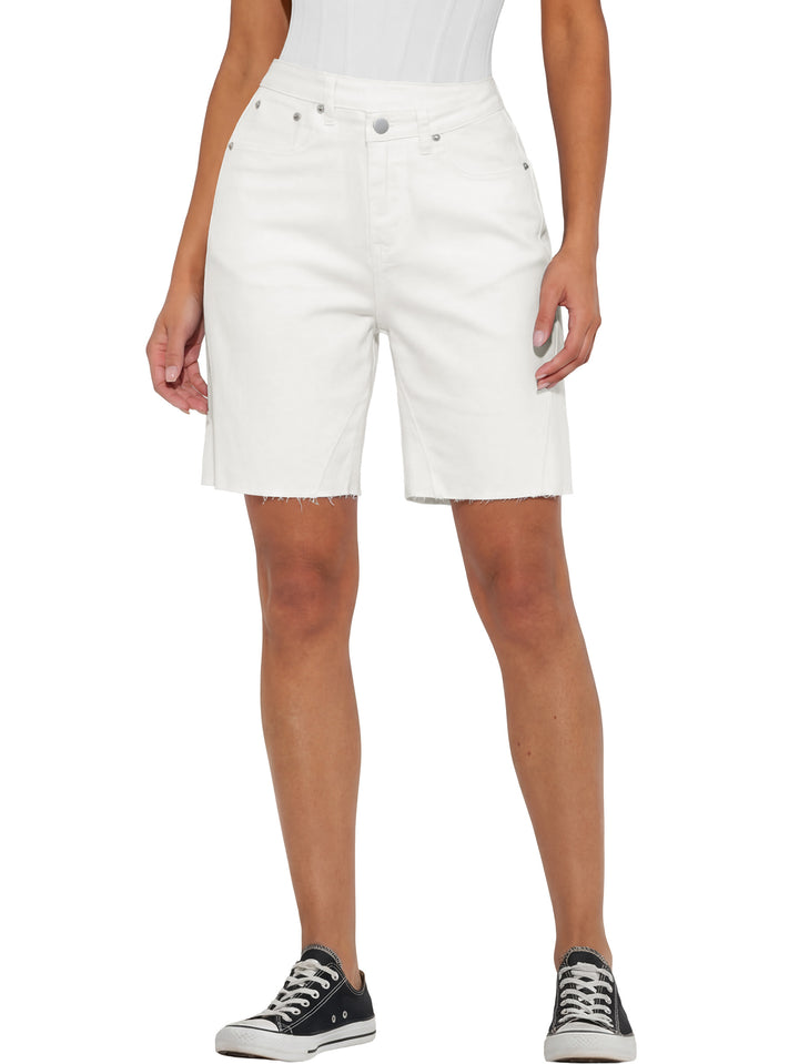ANRABESS Womens Bermuda Jean Shorts 2026 Summer Knee Length Stretchy Crossover Wide Leg Mid Waisted Casual Denim Shorts Jorts