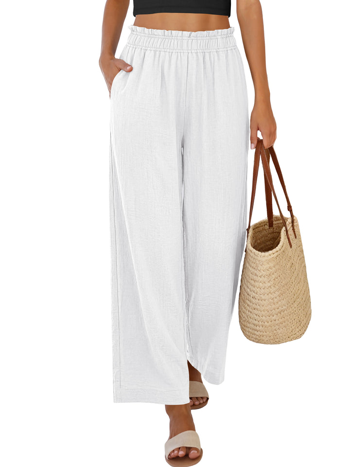 ANRABESS Womens Palazzo Pants,Wide Leg Cropped Elastic High Waisted,Flowy Lightweight Airy,Summer Casual for Beach Vacation