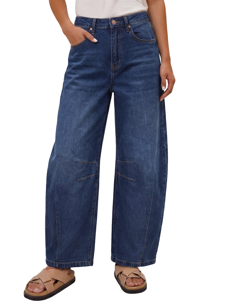 ANRABESS Women’s Barrel Jeans ，Mid Rise Wide Leg Denim Pants，Casual Baggy Relaxed Fit，Y2K Streetwear Boyfriend Ankle Length