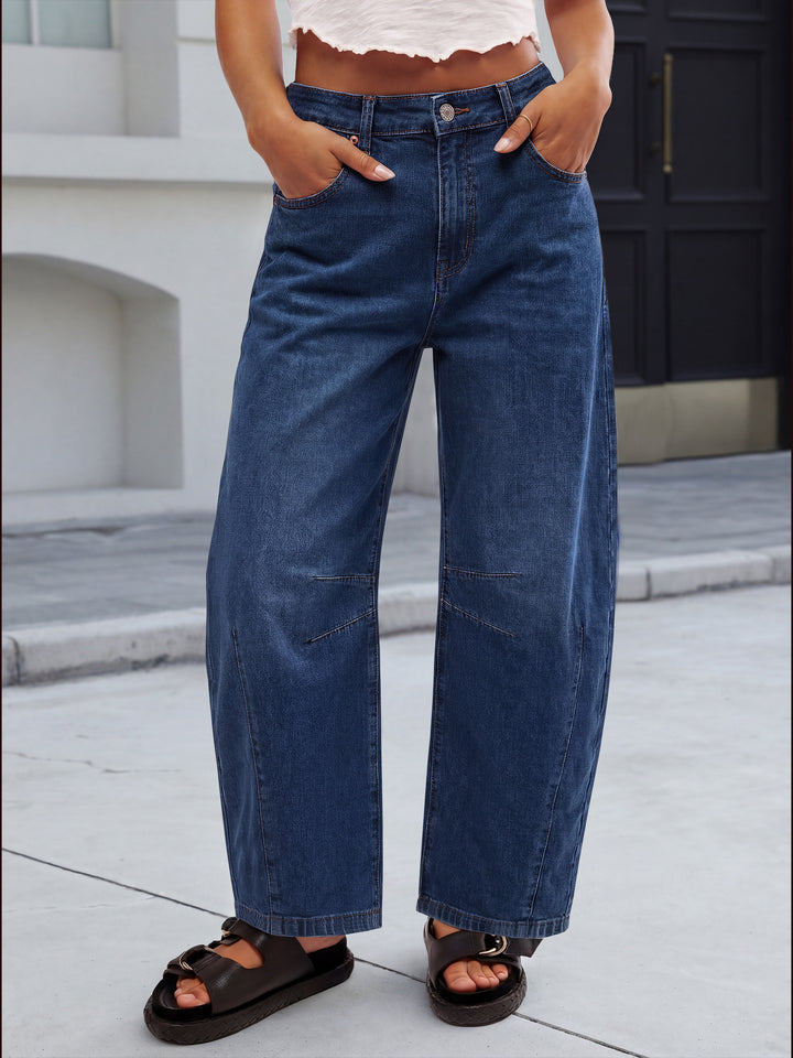ANRABESS Women’s Barrel Jeans ，Mid Rise Wide Leg Denim Pants，Casual Baggy Relaxed Fit，Y2K Streetwear Boyfriend Ankle Length