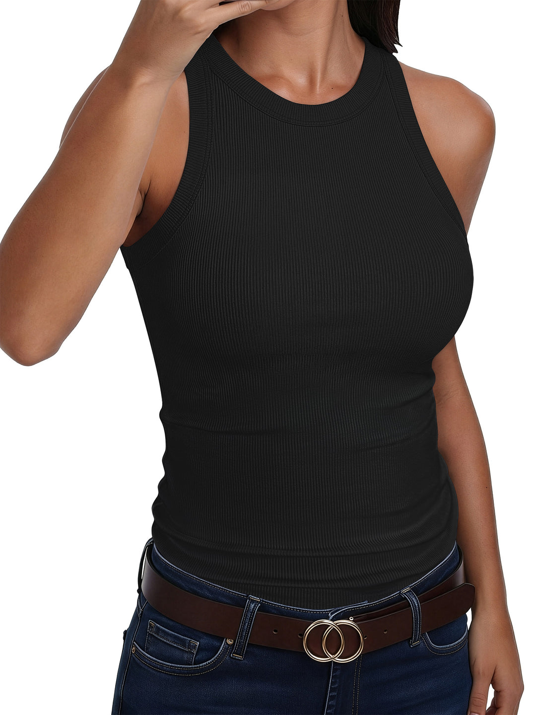 ANRABESS Women's Ribbed Racerback Tank Top