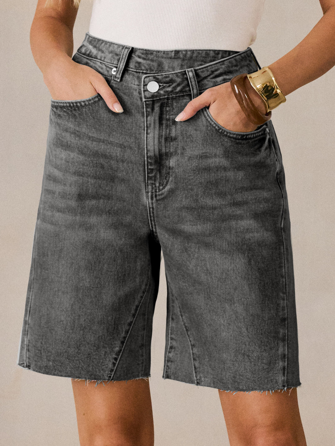 ANRABESS Womens Bermuda Jean Shorts 2026 Summer Knee Length Stretchy Crossover Wide Leg Mid Waisted Casual Denim Shorts Jorts