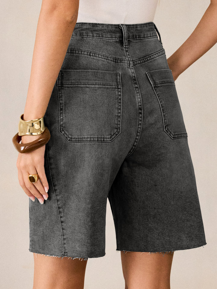 ANRABESS Womens Bermuda Jean Shorts 2026 Summer Knee Length Stretchy Crossover Wide Leg Mid Waisted Casual Denim Shorts Jorts
