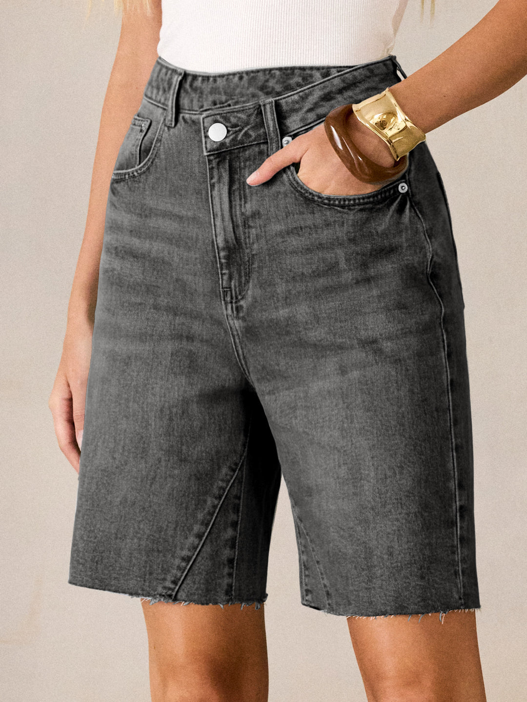 ANRABESS Womens Bermuda Jean Shorts 2026 Summer Knee Length Stretchy Crossover Wide Leg Mid Waisted Casual Denim Shorts Jorts
