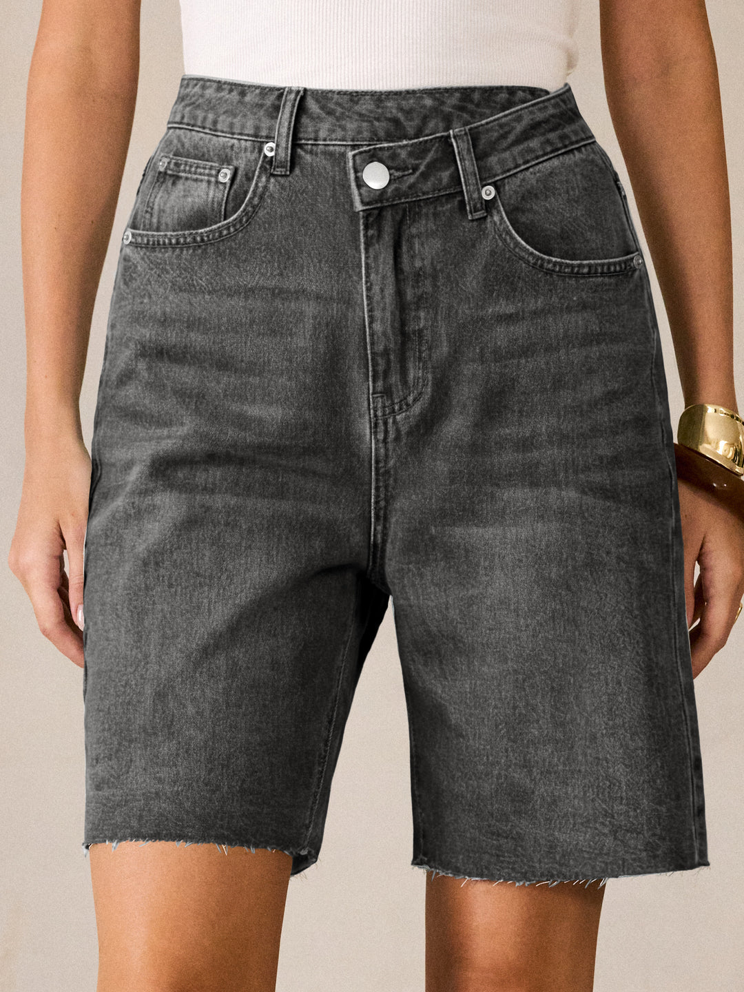 ANRABESS Womens Bermuda Jean Shorts 2026 Summer Knee Length Stretchy Crossover Wide Leg Mid Waisted Casual Denim Shorts Jorts