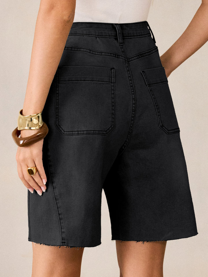 ANRABESS Womens Bermuda Jean Shorts 2026 Summer Knee Length Stretchy Crossover Wide Leg Mid Waisted Casual Denim Shorts Jorts