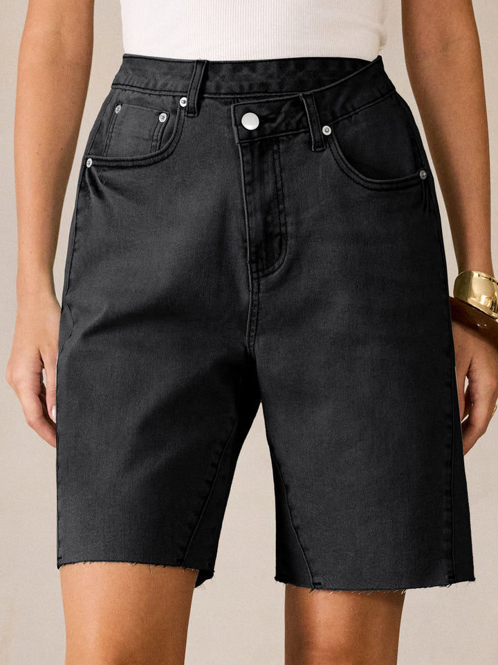 ANRABESS Womens Bermuda Jean Shorts 2026 Summer Knee Length Stretchy Crossover Wide Leg Mid Waisted Casual Denim Shorts Jorts
