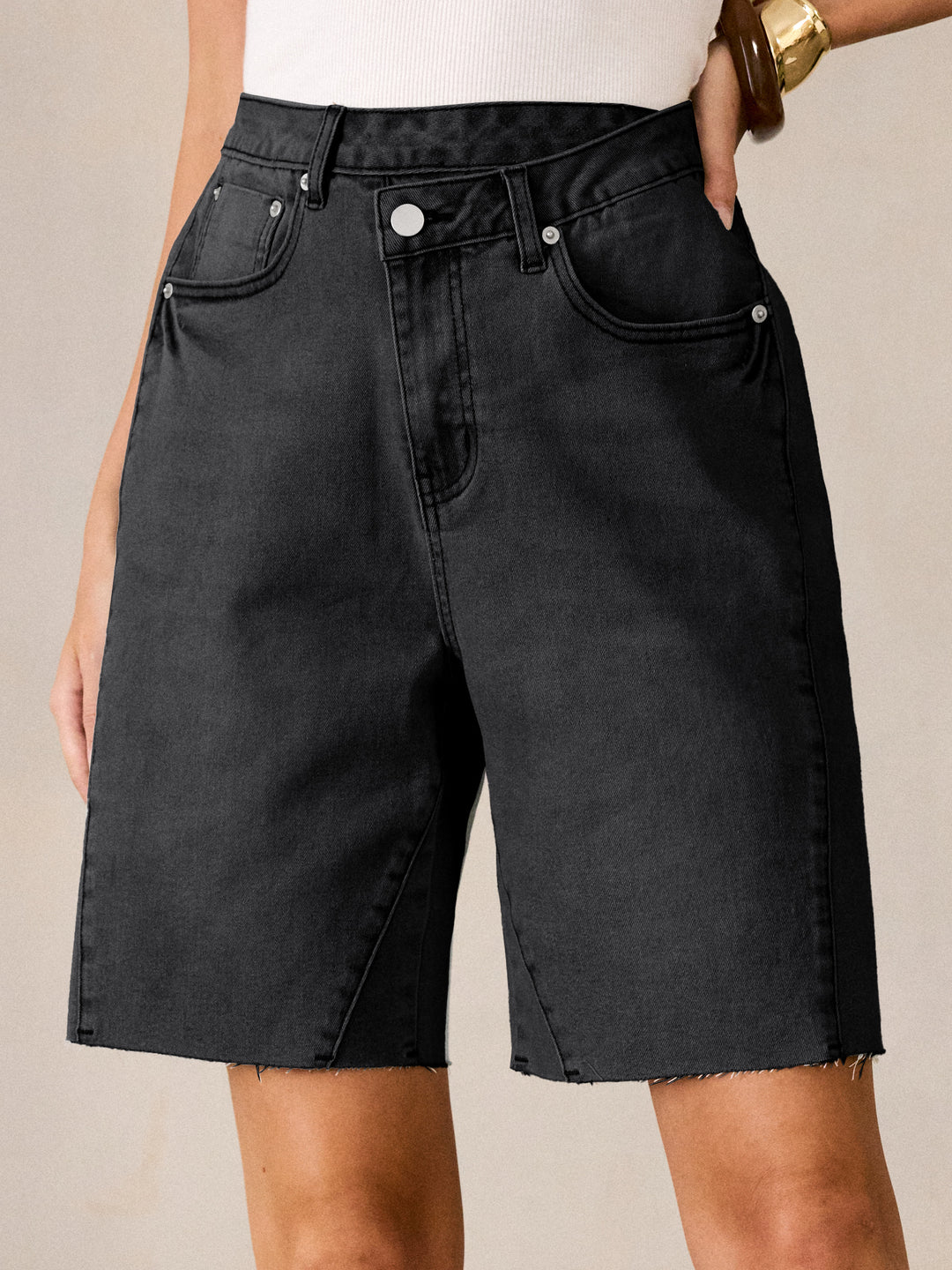 ANRABESS Womens Bermuda Jean Shorts 2026 Summer Knee Length Stretchy Crossover Wide Leg Mid Waisted Casual Denim Shorts Jorts