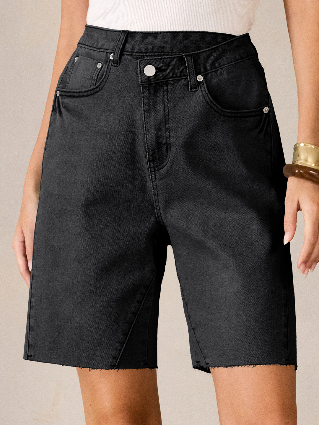 ANRABESS Womens Bermuda Jean Shorts 2026 Summer Knee Length Stretchy Crossover Wide Leg Mid Waisted Casual Denim Shorts Jorts