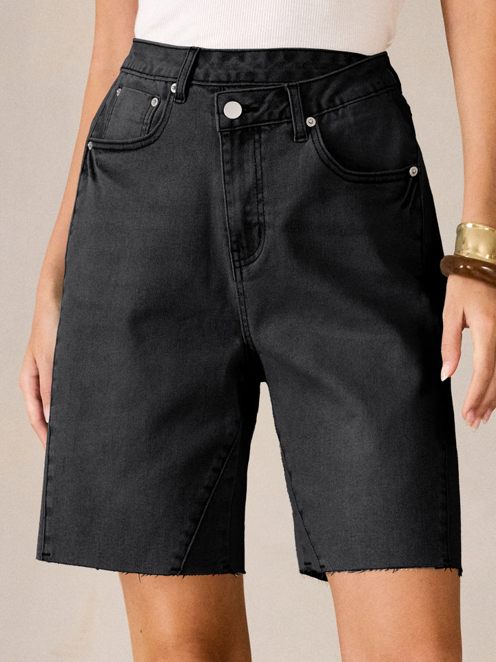 ANRABESS Womens Bermuda Jean Shorts 2026 Summer Knee Length Stretchy Crossover Wide Leg Mid Waisted Casual Denim Shorts Jorts