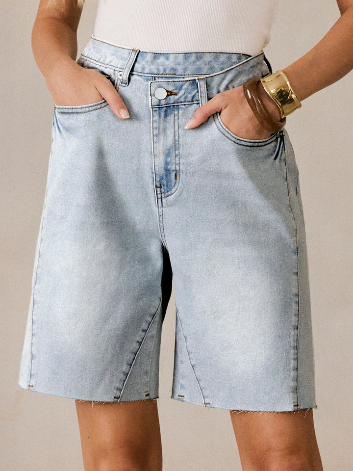 ANRABESS Womens Bermuda Jean Shorts 2026 Summer Knee Length Stretchy Crossover Wide Leg Mid Waisted Casual Denim Shorts Jorts