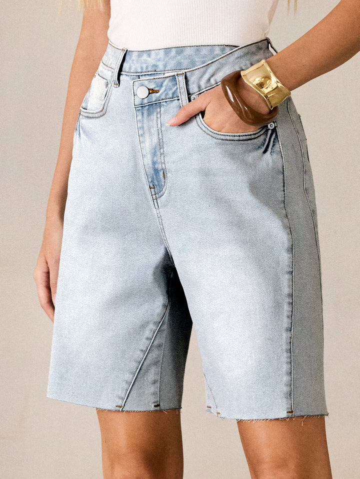 ANRABESS Womens Bermuda Jean Shorts 2026 Summer Knee Length Stretchy Crossover Wide Leg Mid Waisted Casual Denim Shorts Jorts