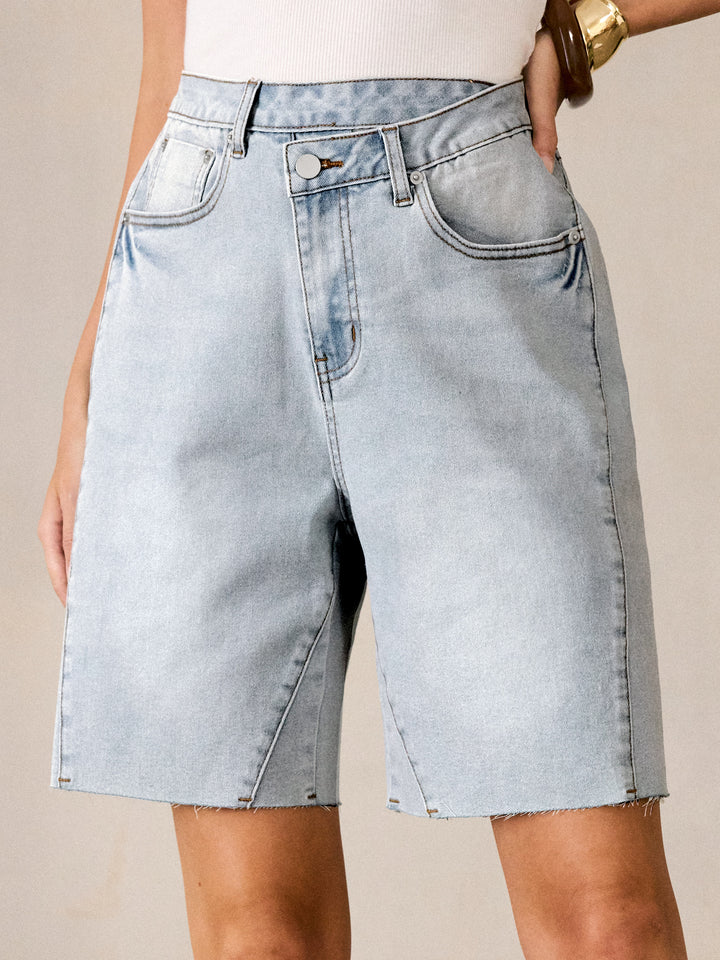 ANRABESS Womens Bermuda Jean Shorts 2026 Summer Knee Length Stretchy Crossover Wide Leg Mid Waisted Casual Denim Shorts Jorts