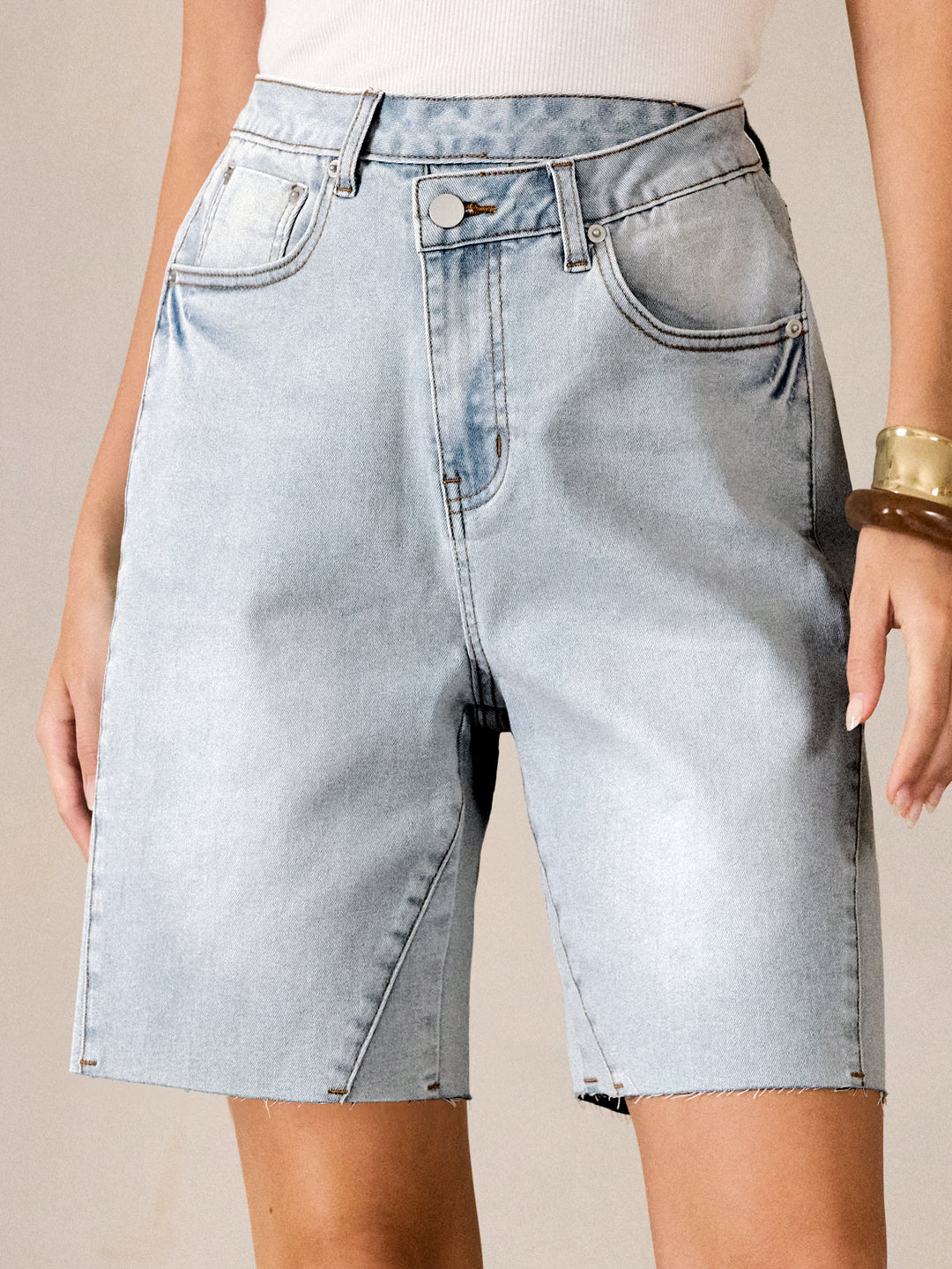 ANRABESS Womens Bermuda Jean Shorts 2026 Summer Knee Length Stretchy Crossover Wide Leg Mid Waisted Casual Denim Shorts Jorts