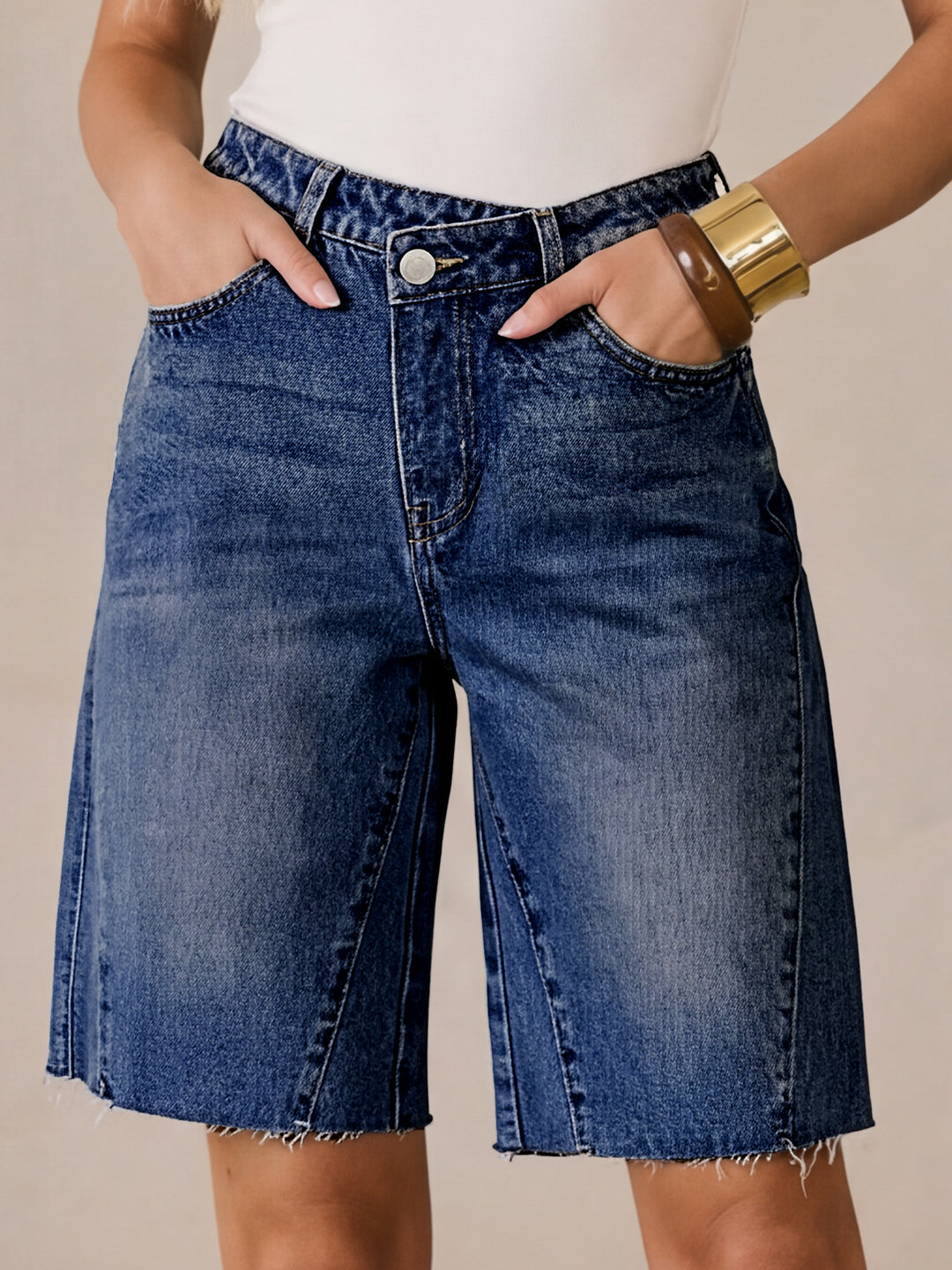 ANRABESS Womens Bermuda Jean Shorts 2026 Summer Knee Length Stretchy Crossover Wide Leg Mid Waisted Casual Denim Shorts Jorts