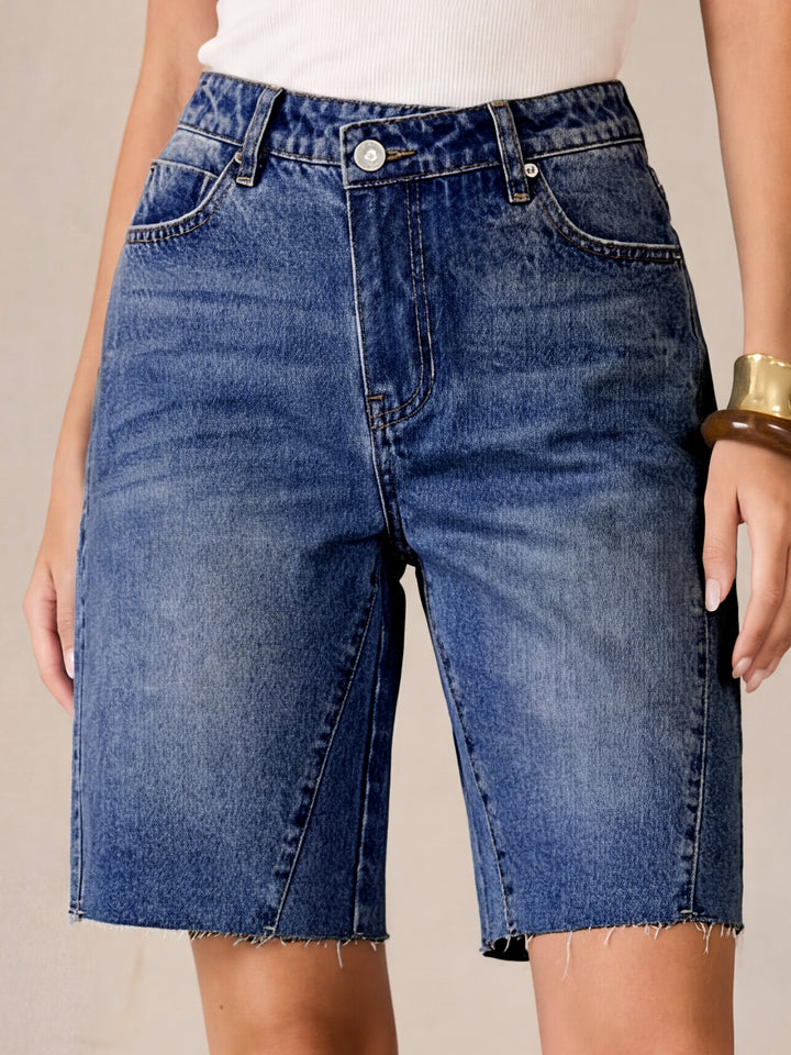 ANRABESS Womens Bermuda Jean Shorts 2026 Summer Knee Length Stretchy Crossover Wide Leg Mid Waisted Casual Denim Shorts Jorts