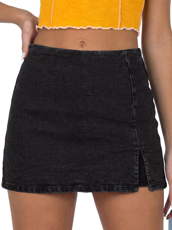 ANRABESS Jean Skorts for Women High Waisted Side Slit Summer Casual Mini Skirts Y2K Trendy Stretch Denim Shorts