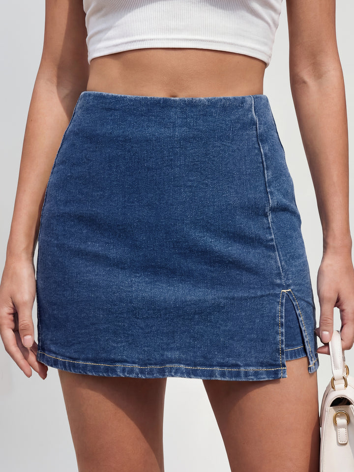 ANRABESS Jean Skorts for Women High Waisted Side Slit Summer Casual Mini Skirts Y2K Trendy Stretch Denim Shorts